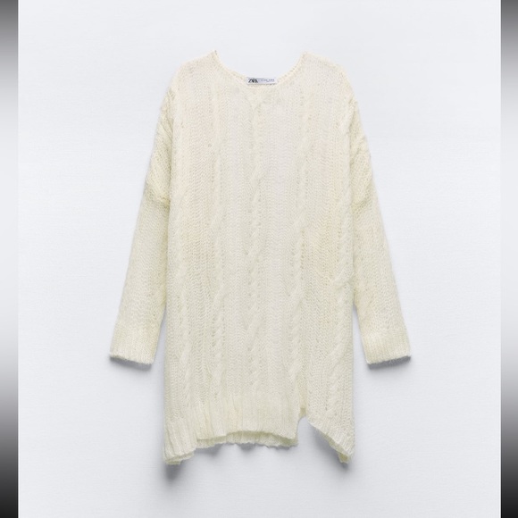 Zara open work cable knit asymmetric sweater - Picture 10 of 13